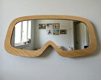 Wooden Frame Custom Ski Goggles Mirror, Personalized Colors & Sizes and acrylic colours