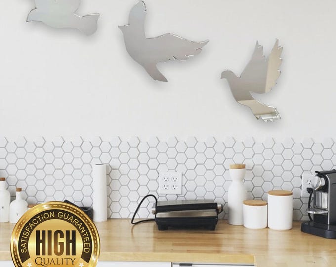 Custom Bird Shaped Mirror Art - Bespoke Sizes & Colors, Indoor/Outdoor Use, Shatterproof Acrylic, Eco-Friendly, Handmade in UK