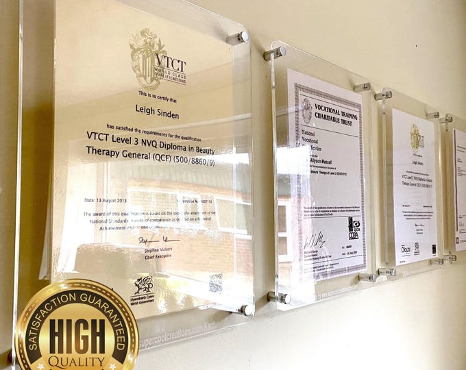 Custom Acrylic Frames for Pictures & Posters, Wall Mounted - Various Sizes, Shapes, Colours - Wood Finishes - Handcrafted in the UK