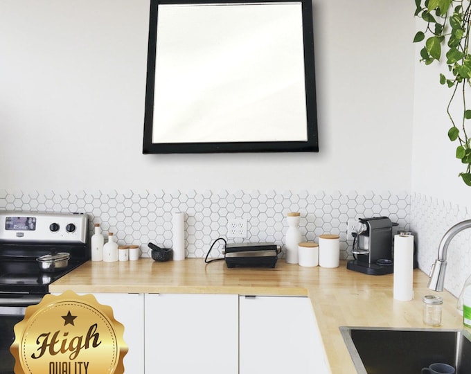 Square Shaped Mirrors with a Colour Frame of your choice & Hooks, Bespoke Shapes Made