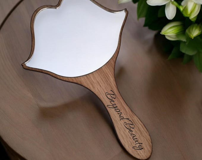 Lips Shaped Hand Mirror: Custom Engraved Acrylic Vanity Mirror
