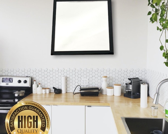 Square Shaped Mirrors with a Colour Frame of your choice & Hooks, Bespoke Shapes Made