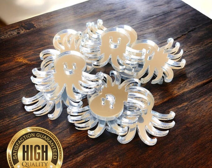 Octopus SShaped Crafting Mirrors, Custom Colours, Woods, Sizes, Shapes, (Holes for Jewellery or hoops for invites) Packs of 10