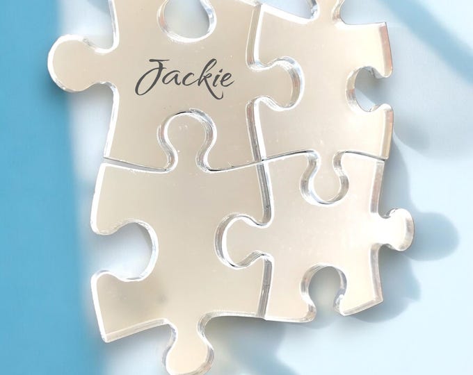 Four Jigsaw Pieces Mirrors, Custom Sizes, Colours, Enraving services, Sizes up to 40cm