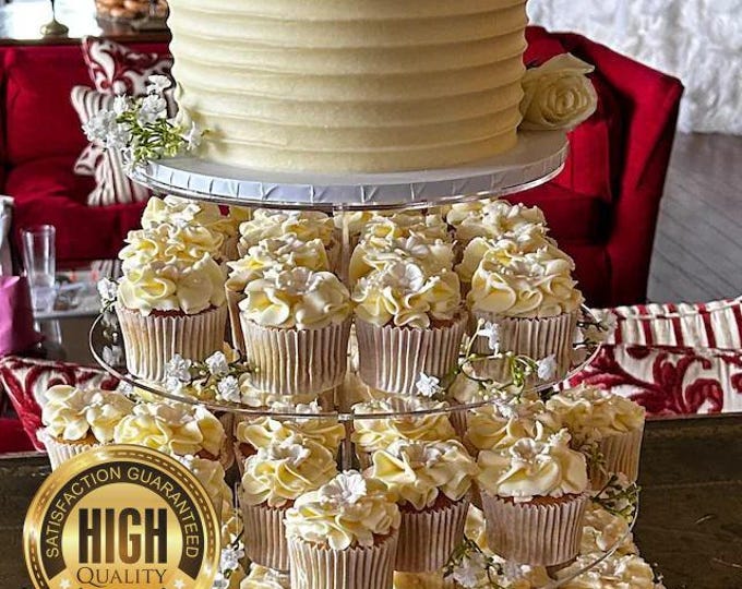 Four Tier Round, Square or Heart Shaped Cake or Savory Stands. Custom Sizes, Shapes, Heights, Colours, Wood Veneers