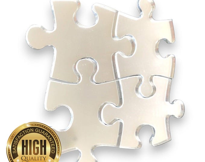 Four Jigsaw Pieces Mirrors, Custom Sizes, Colours, Enraving services, Sizes up to 40cm