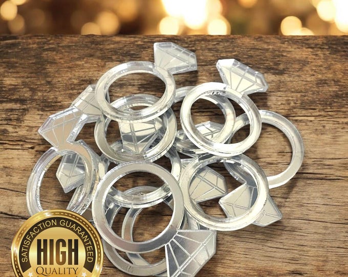 Engagement Rings Shaped Crafting Mirrors, Custom Colours, Woods, Sizes, Shapes, (Holes for Jewellery or hoops for invites) Packs of 10