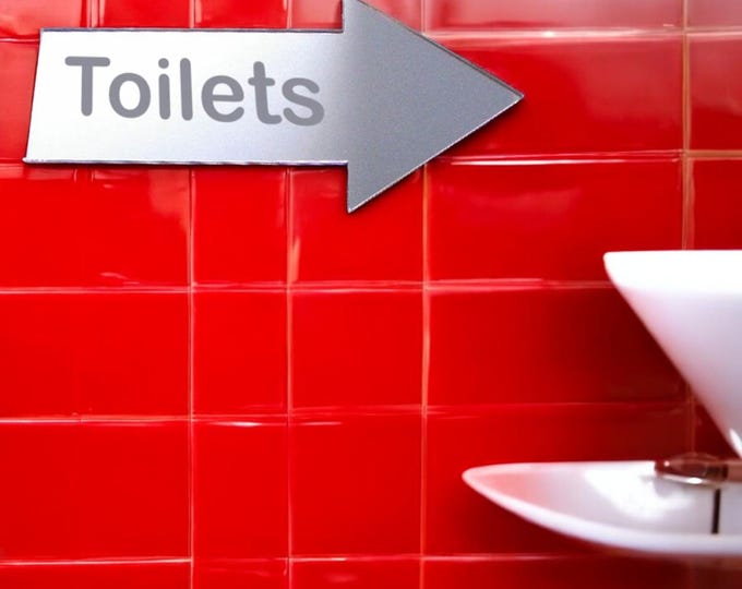 Arrow Shaped Mirror Signs, Custom Colours, Sizes, Shapes, Engraving Services, Any Word or Phrase