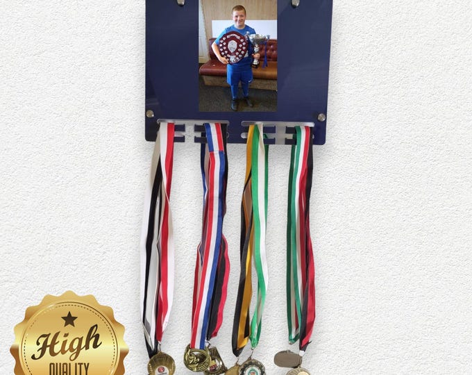 Picture Frame Medal Hangers, With Customised Name, Sport, Colours & Woods, Includes all Fixings, Large Sizes Made