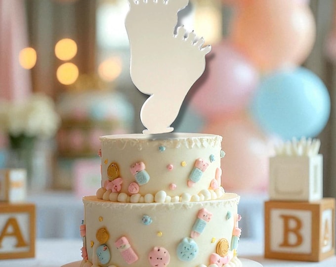 Pair of Feet Cake Toppers: Custom Baby Shower Decorations