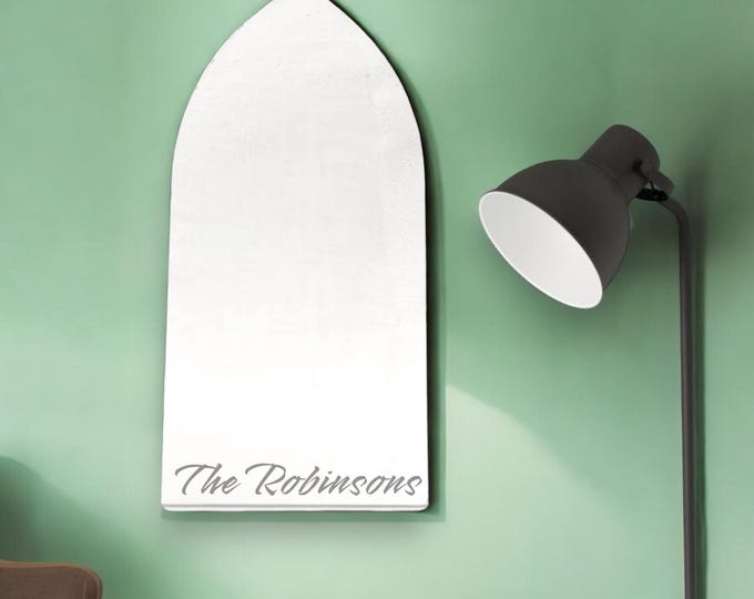 Gothic Arch Shaped Mirrors with White Backing & Hooks, Bespoke Shapes Made