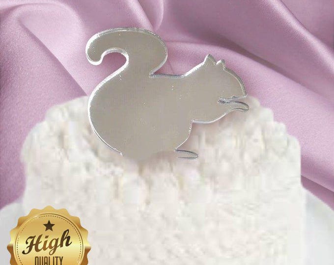 Laser Cut Squirrel Cake Topper – Eco-Friendly Acrylic, Reusable