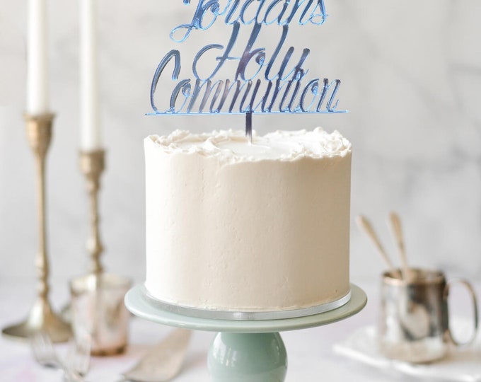 Personalised Christening / First Communion & Cross Cake Toppers - Several Colour Options Available, Bespoke shapes made
