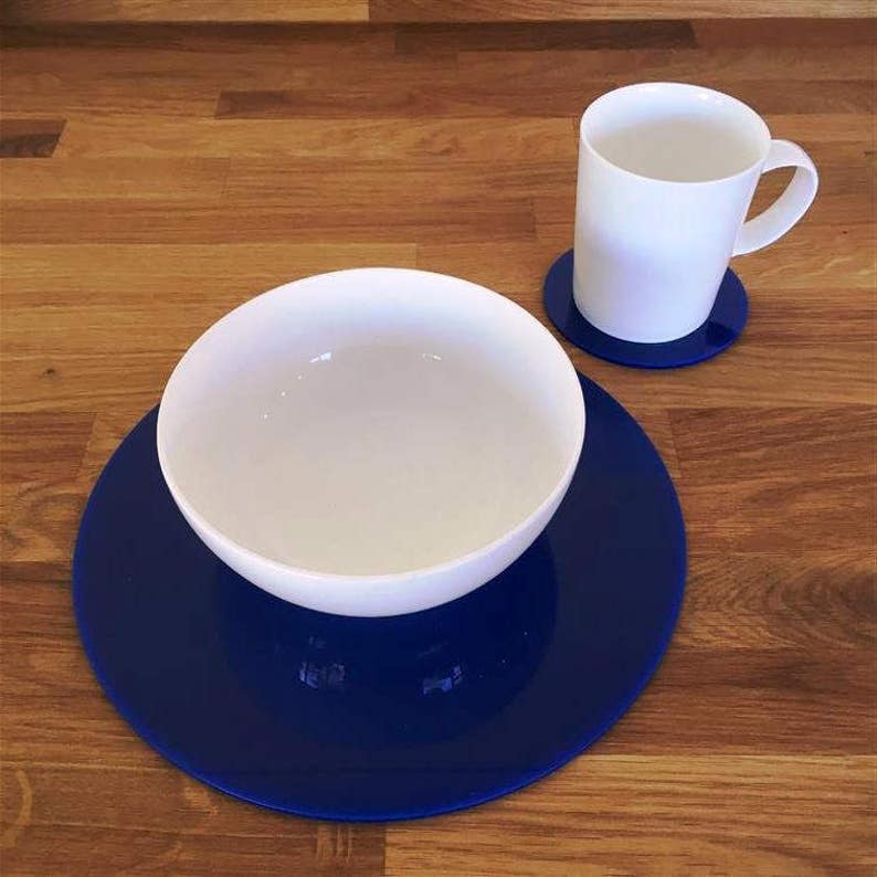 Round Placemats or Placemats & Coasters in Blue Gloss Finish Etsy