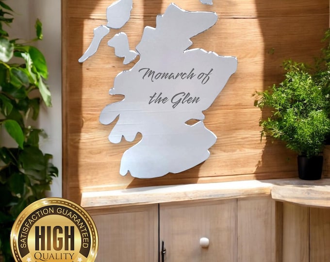 Custom Scotland Shaped Map Mirrors - Unique Engraving & Colour Options, Eco-Friendly - Reusable, Handmade in UK