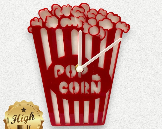 Popcorn Box Shaped Clocks - Custom Colours, Woods, Sizes Made, Your Wording