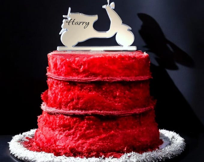 Moped Cake Topper: Custom Acrylic Motorbike Cupcake Decoration