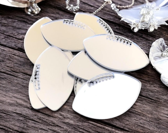 Rugby Ball Acrylic Crafting Mirrors: Custom Colors & Sizes (Pack of 10)