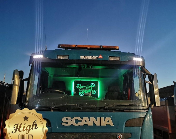 Custom Mirrored Back Lit Truck / Cab Sign: Personalized Name, Phrase, or Logo