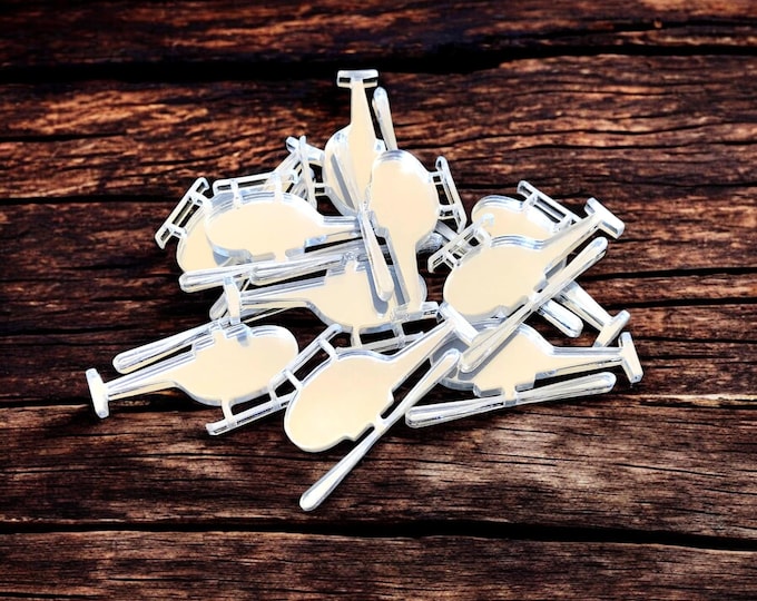 Helicopter Acrylic Crafting Mirrors: Custom Colors, Sizes - Pack of 10