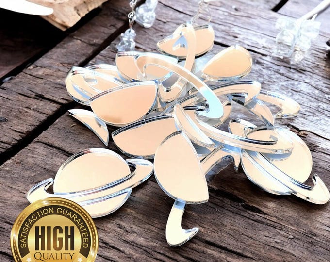 Saturn Shaped Crafting Mirrors, Custom Colours, Woods, Sizes, Shapes, (Holes for Jewellery or hoops for invites) Packs of 10