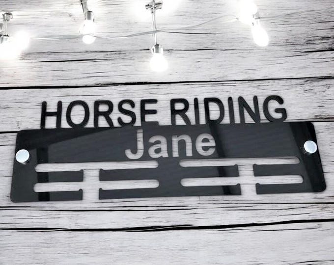 Personalized Horse Riding Medal Hanger: Acrylic or Wood, Custom Name
