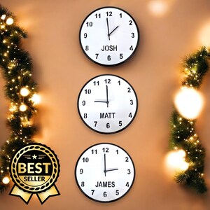 Bespoke Time Zone Clock: Custom Colors & Shapes, Silent Quartz Movement