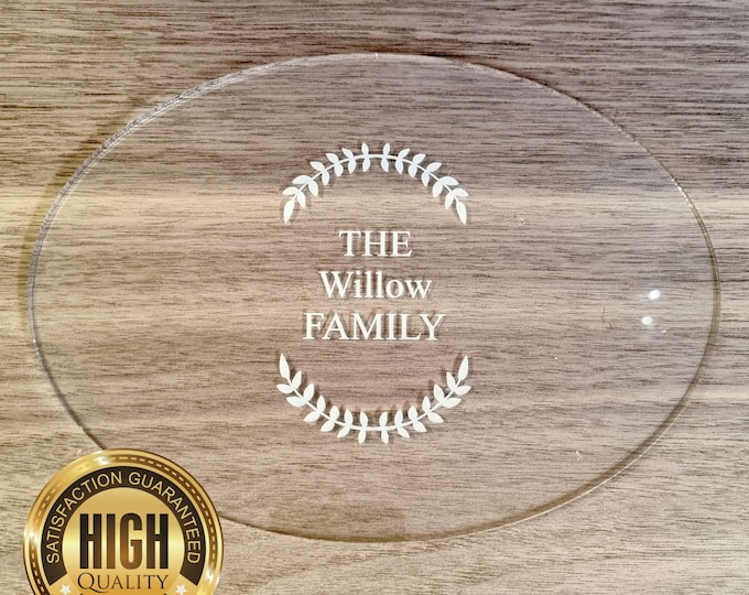 Oval Large Placemats / Serving Mats / Table Protectors in Clear Gloss Acrylic, Custom Sizes, Shapes, Engraving Services
