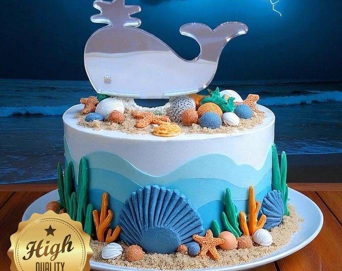 Whale Cake Topper: Acrylic Cupcake Toppers, Bespoke Style