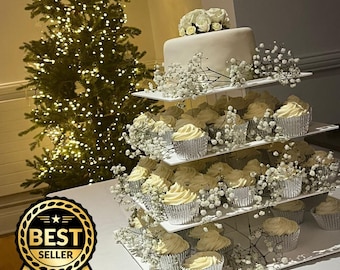 Square Acrylic Cupcake Stand: Bespoke Wedding Party Display