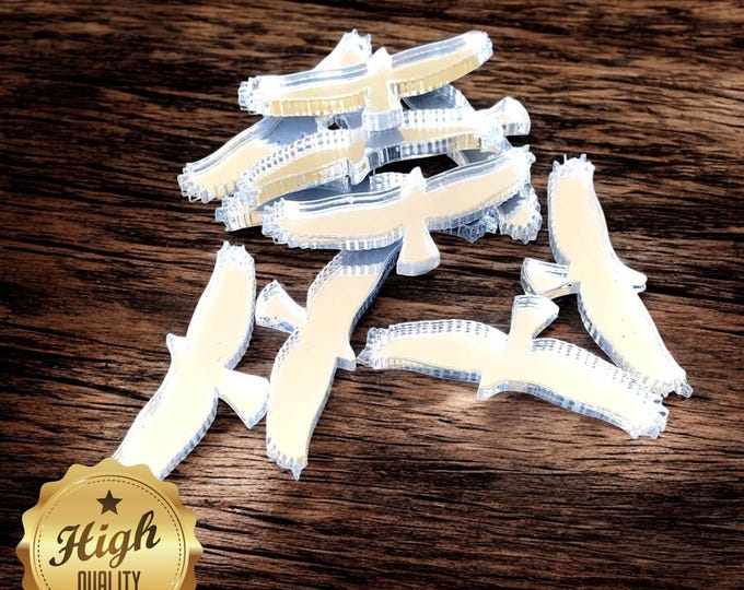 Eagle Shaped Crafting Mirrors, Custom Colours, Woods, Sizes, Shapes, (Holes for Jewellery or hoops for invites) Packs of 10