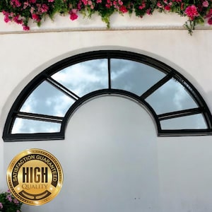Contemporary Squares 6 Panel Arched Framed Garden Mirrors, Large sizes, Engraving Services (Indoor & Outdoor Use)