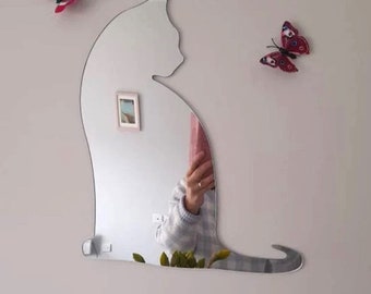 Sitting Cat Acrylic Mirrors - Many Colour Choices & Bespoke Engraving Service