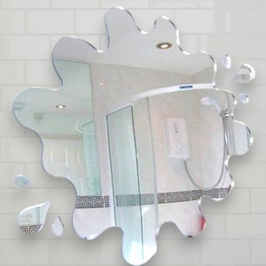 Puddle Shaped Mirrors with Six Splashes - Bespoke Sizes and Engraving Options