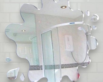 Puddle Shaped Mirrors with Six Splashes - Bespoke Sizes and Engraving Options