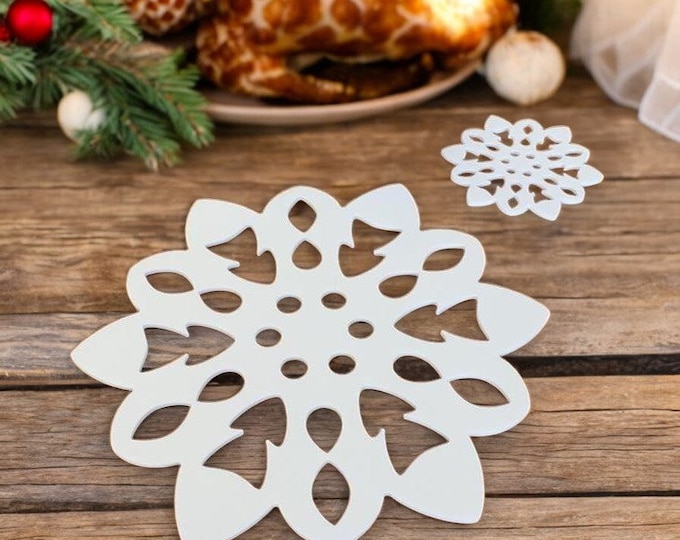 Christmas Snowflake Placemats & Coasters: Wood Veneer or Acrylic