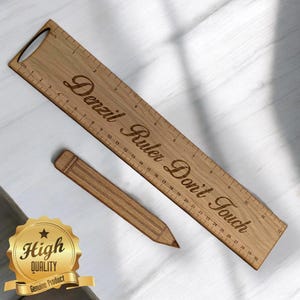 Ensemble personnalisé de crayons et de règle en placage de chêne - Cadeau personnalisé pour la fête des pères - Remerciement du professeur - Cadeau d'anniversaire - Différentes tailles disponibles