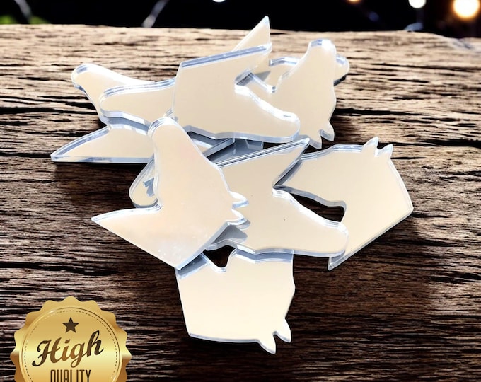 Horses Head Shaped Crafting Mirrors, Custom Colours, Woods, Sizes, Shapes, (Holes for Jewellery or hoops for invites) Packs of 10