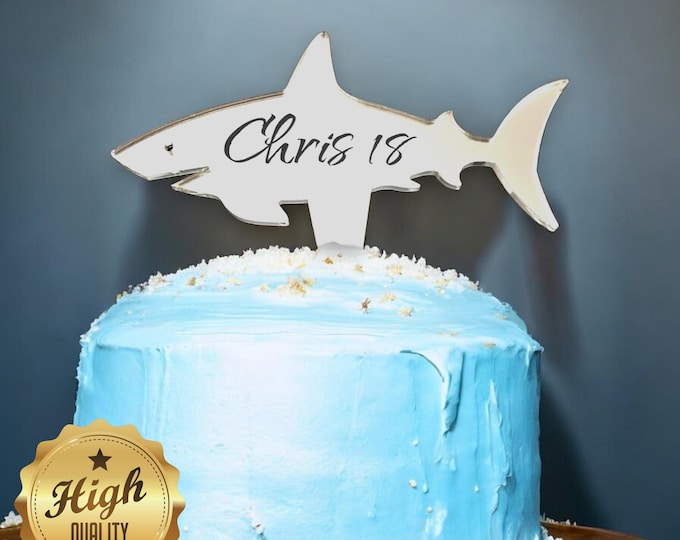 Shark Shaped Cake Toppers & Emblems - Custom Colours, Sizes and Styles Made, Engraving Services