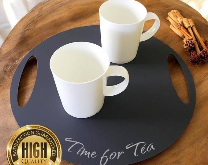 Personalized Laser Cut Serving Trays with Non-Slip Feet & Custom Engraving - Lightweight, Durable Acrylic, Various Color Options - Handmade