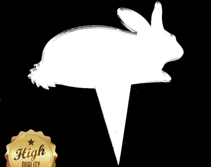Rabbit Cake Topper: Recycled Acrylic, Custom Colors & Sizes