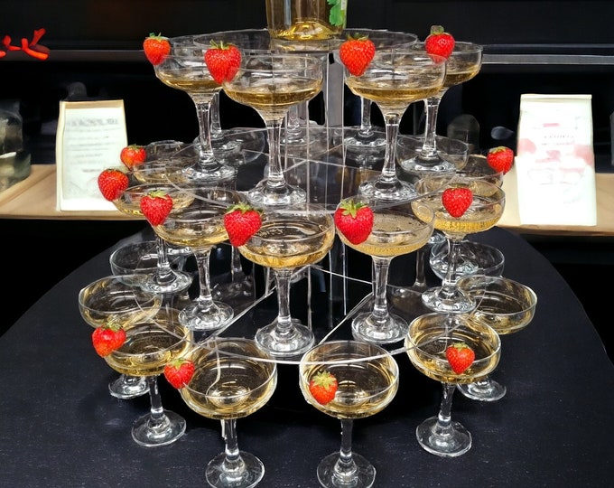 Champagne Flute Tower: 3-Tier Wedding, Party Display Stand