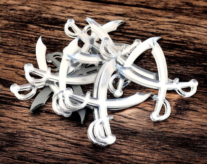 Pirate Cutlass Acrylic Mirrors: Custom Colors & Sizes, Crafting Embellishments (Pack of 10)