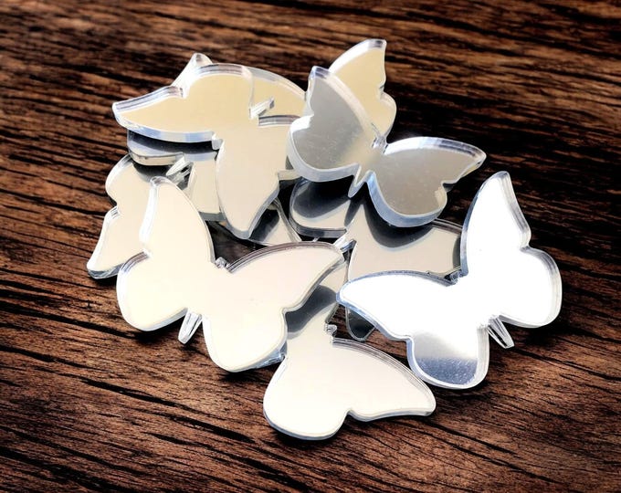 Butterfly Acrylic Crafting Mirrors: Custom Colors & Sizes, Pack of 10