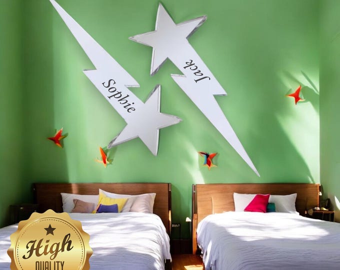 Two Shooting Star Mirrors, Custom Colours, Sizes, Shapes, Engraving Services, Sizes up to 40cm