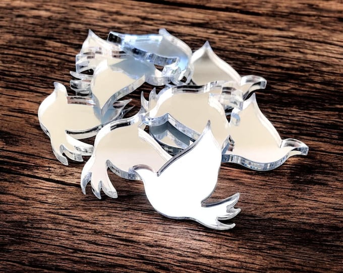 Dove Shaped Crafting Mirrors: Acrylic Embellishments, Pack of 10