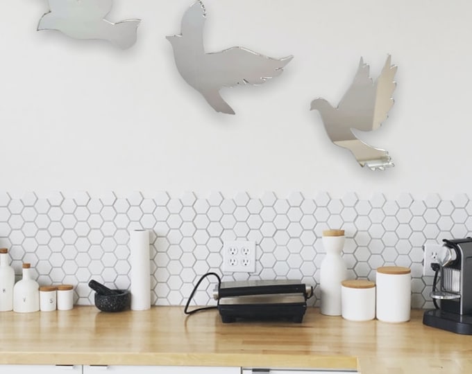 Custom Bird Mirror Art: Shatterproof Acrylic, Handmade in UK