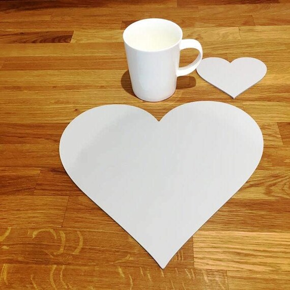 Heart Shaped Placemats or Placemats & Coasters in Light Grey Etsy