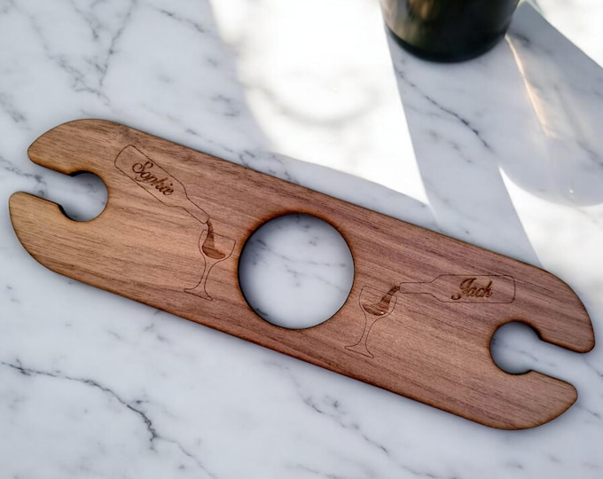 Engraved Wine Glass Holder, Custom Shapes, Acrylic or Wood