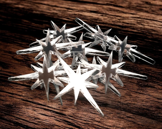Pointed Star Acrylic Crafting Mirrors: Custom Colors & Sizes (Pack of 10)